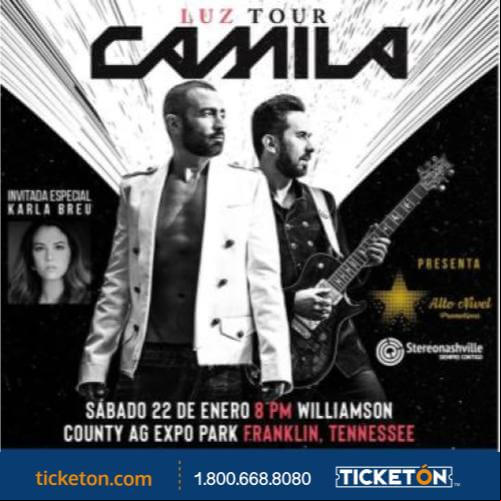 Concierto de Camila, LUZ TOUR, en Franklin, Tennessee, Estados Unidos, Sábado, 22 de enero de 2022