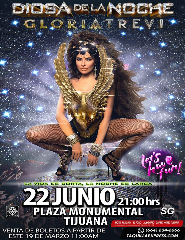 Concierto de Gloria Trevi en Tijuana, Baja California, Estados Unidos, Sábado, 22 de junio de 2019